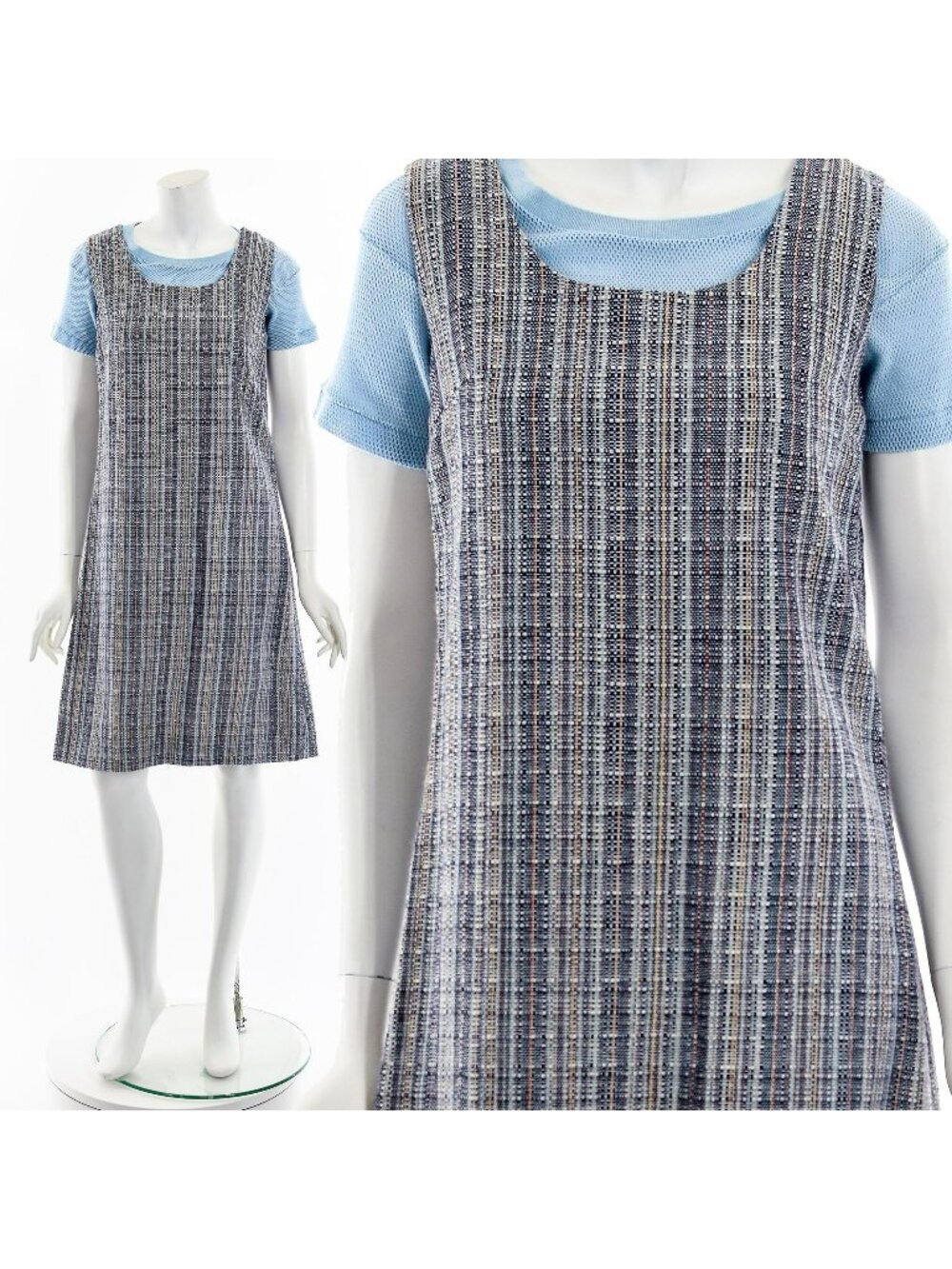 Muted Rainbow Woven Jumper Dress